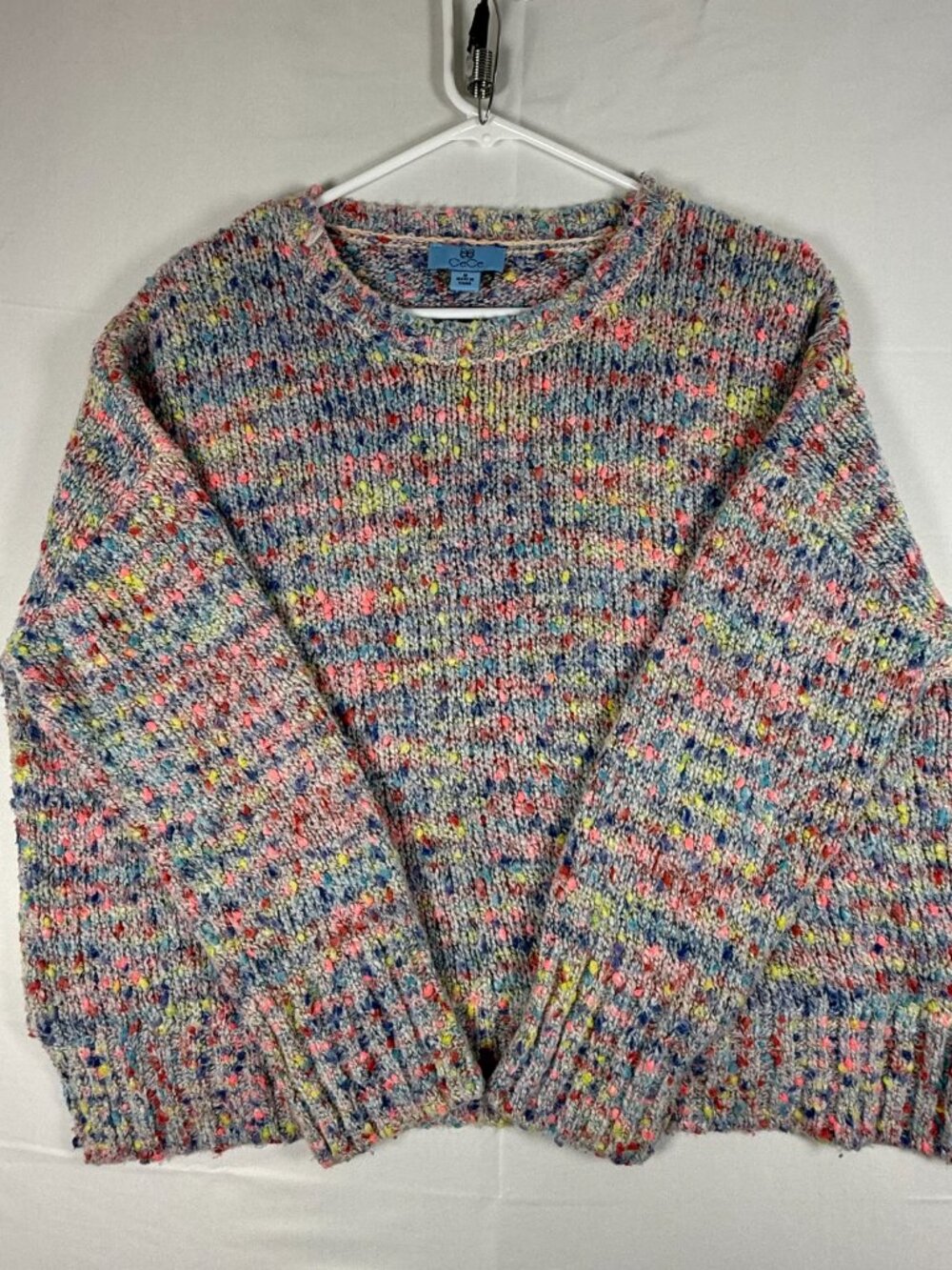 CeCe Sweater Marled Knit Multicolored Women Size M Cropped Chunky Soft Warm